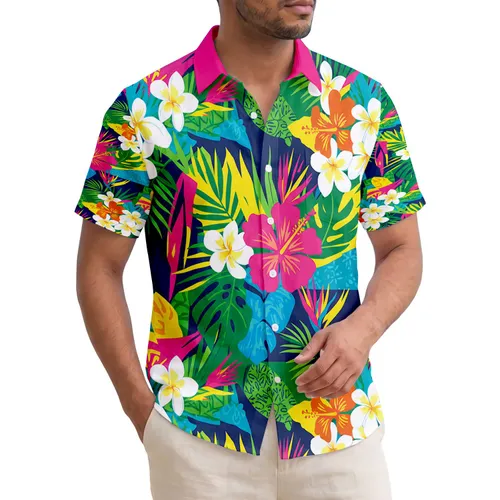 Plumeria Hibiscus Palm Monstera - Tropical Home Decor Gift Hawaiian Shirt