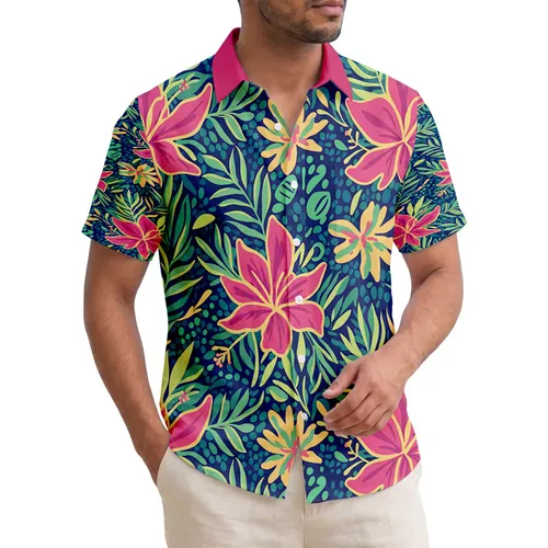 Tropical Flowers Leaves Botanical - Tropical Lifestyle Decor Gift Hawaiian Shirt
