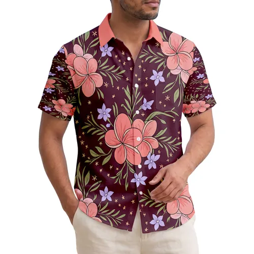 Tropical Plumeria Flowers Star Florets Buds Leaves - Island Vacation Lifestyle Gift Hawaiian Shirt