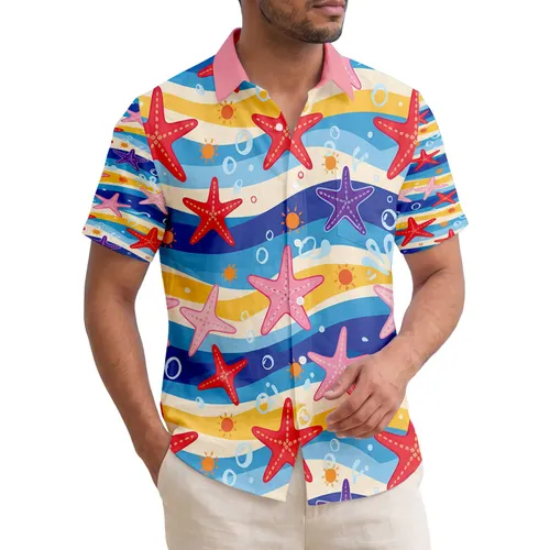 Starfish Beach Ocean Waves Sun Splashes - Tropical Island Home Decor Gift for Beach Lover Hawaiian Shirt