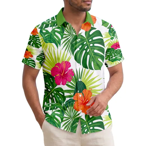 Prominent Monstera Palm Frond Hibiscus Floral - Island Home Decor Gift Hawaiian Shirt