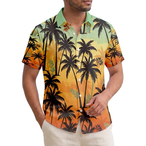 Tropical Palm Tree Silhouettes Cloud Bands - Travel Lifestyle Gift Hawaiian Shirt