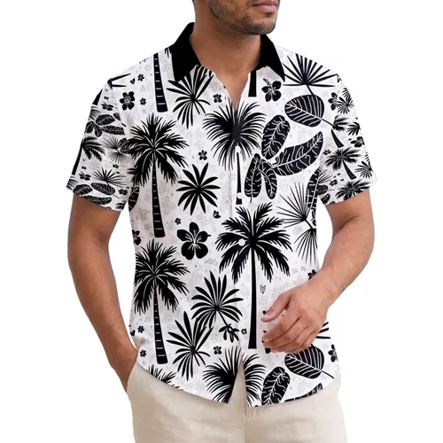 Tropical Palm Tree Banana Leaf Agave Feathery Frond - Home Decor Travel Gift Hawaiian Shirt