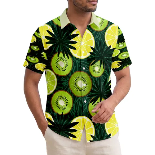 Tropical Kiwi Lemon Lime Leaves - Vacation Getaway Gift for Travelers Hawaiian Shirt
