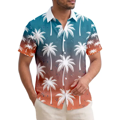White Palm Tree Silhouettes Sunset - Tropical Travel Lover Gift Hawaiian Shirt