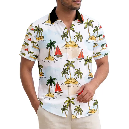 Tropical Islands Palm Trees Sailboats - Island Life Travel Gift Hawaiian Shirt