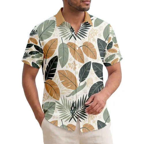 Tropical Leaves Palm Fronds Banana Shapes - Tropical Lifestyle Gift Hawaiian Shirt