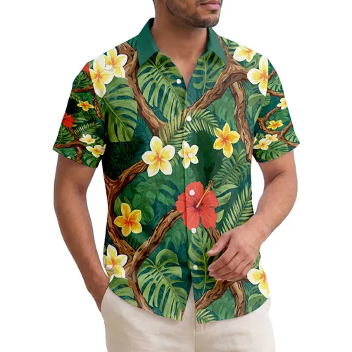 Gnarled Branches Tropical Foliage Monstera Hibiscus Plumeria - Tropical Home Decor Gift Hawaiian Shirt