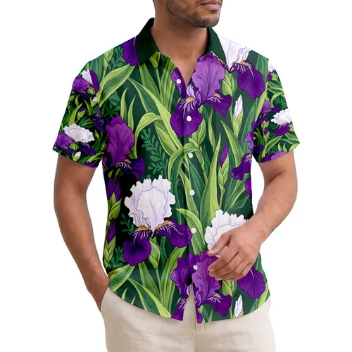 Tropical Iris Foliage Bloom Botanical - Home Decor Gift for Garden Lover Hawaiian Shirt