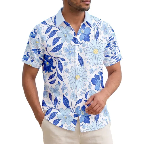 Tropical Daisy Bell Flowers Leafy Vines - Island Home Decor Gift Hawaiian Shirt