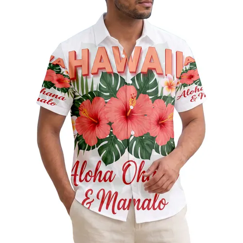 Hawaii Aloha Ohana Hibiscus Tropical Foliage - Home Decor Gift Hawaiian Shirt