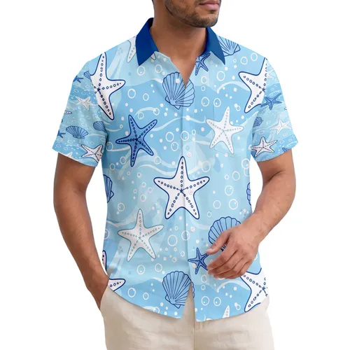 Starfish Seashell Wave Ripples - Coastal Living Home Decor Gift for Ocean Lovers Hawaiian Shirt