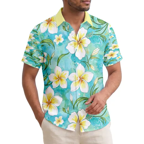 Tropical Plumeria Hibiscus Bloom Foliage - Home Decor Gift for Plant Lovers Hawaiian Shirt