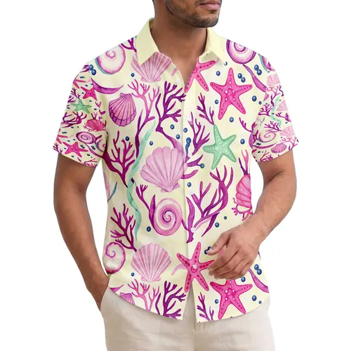 Seashell Starfish Coral Seaweed - Tropical Ocean Home Decor Gift for Ocean Lovers Hawaiian Shirt