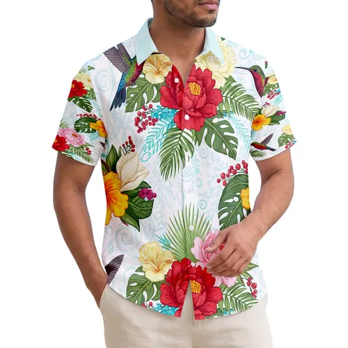 Vibrant Hummingbirds Peony Hibiscus Magnolia Floral - Tropical Home Decor Gift Hawaiian Shirt
