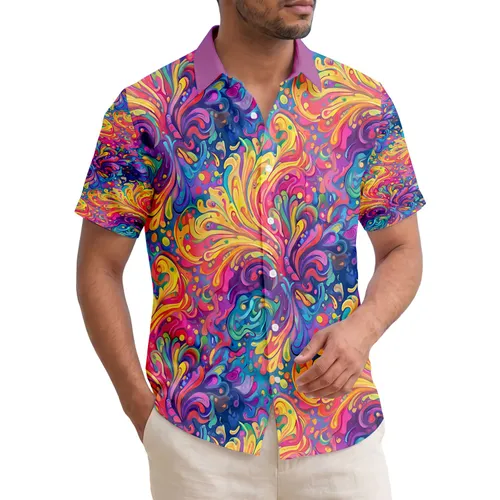 Dynamic Merging Hue Swirling Iridescent Liquid Light Show - Home Decor Gift Hawaiian Shirt