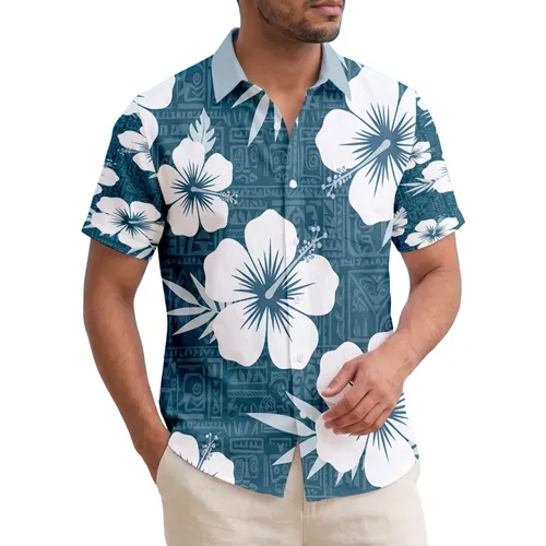 White Hibiscus Tropical Leaves Polynesian Tribal - Tropical Lifestyle Gift Hawaiian Shirt