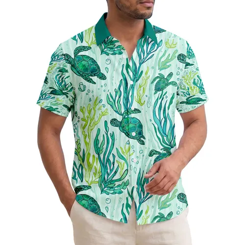 Sea Turtles Underwater Plants - Ocean Life Gift for Wildlife Lover Hawaiian Shirt