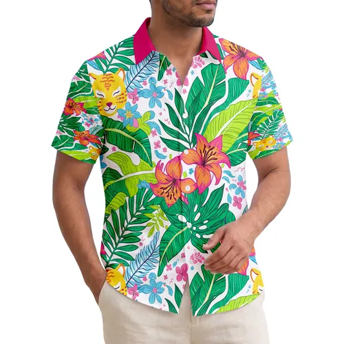 Tiger Lily Sleeping Tiger Leopard Tropical Banana Fern Floral - Tropical Lover Gift Hawaiian Shirt