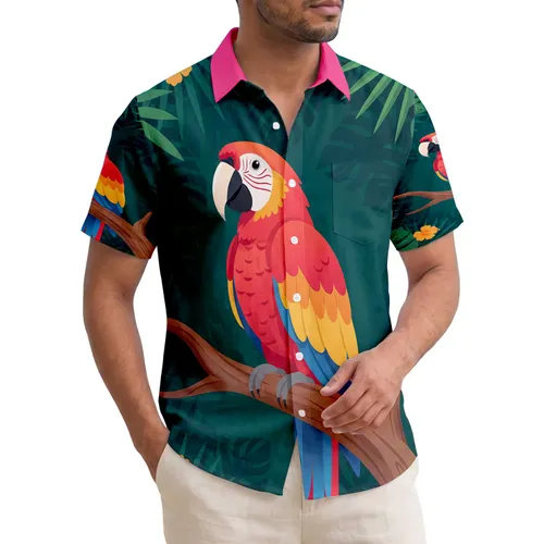 Scarlet Macaw Tropical Hibiscus Jungle Foliage - Wildlife Lover Gift Hawaiian Shirt