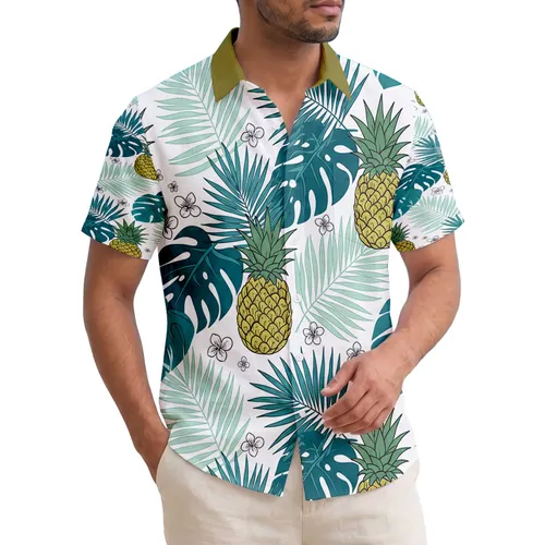 Stylized Pineapples Palm Foliage Tropical - Home Decor Gift for Tropical Living Hawaiian Shirt
