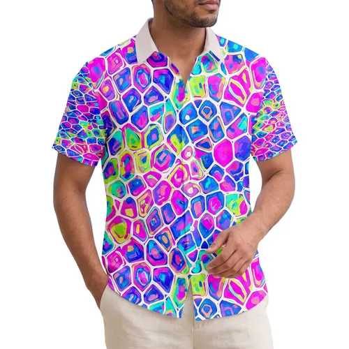 Interconnected Reptile Scale Diamonds Hexagons - Beach Vacation Gift Hawaiian Shirt