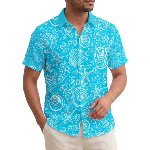 Spiral Nautilus Scallop Conch Starfish - Ocean Lover Beach Life Gift Hawaiian Shirt