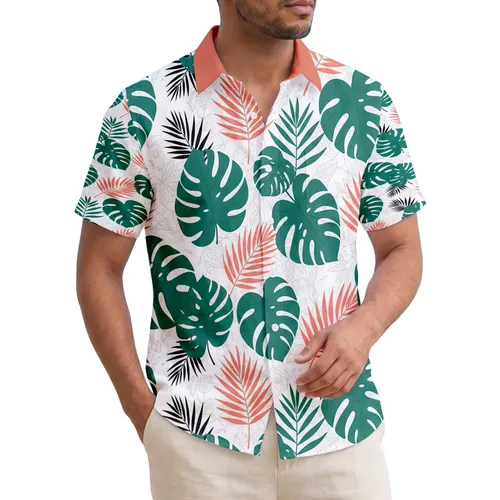 Monstera Palm Fronds Tropical Leaves - Island Vacation Lifestyle Gift Hawaiian Shirt