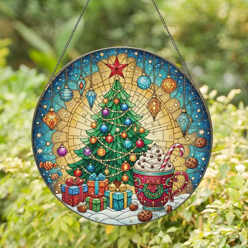 Christmas Tree Festive Mug Gift Boxes Starry Sky - Christmas Home Decor Gift Stained Glass Suncatcher