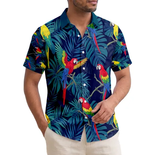 Macaws Parrots Palm Leaves Jungle Foliage - Tropical Bird Wildlife Home Decor Gift Hawaiian Shirt