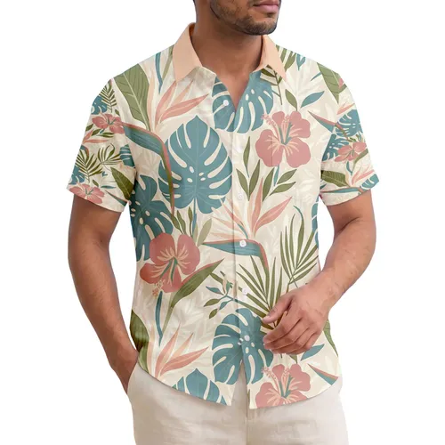 Monstera Palm Fronds Bird of Paradise Hibiscus Flowers Vines - Home Decor Accent Gift Hawaiian Shirt