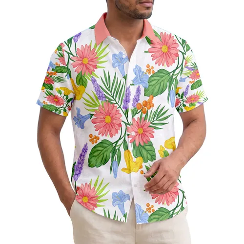 Gerbera Daisy Bell Trumpet Lavender Floral - Home Decor Gift for Flower Lover Hawaiian Shirt