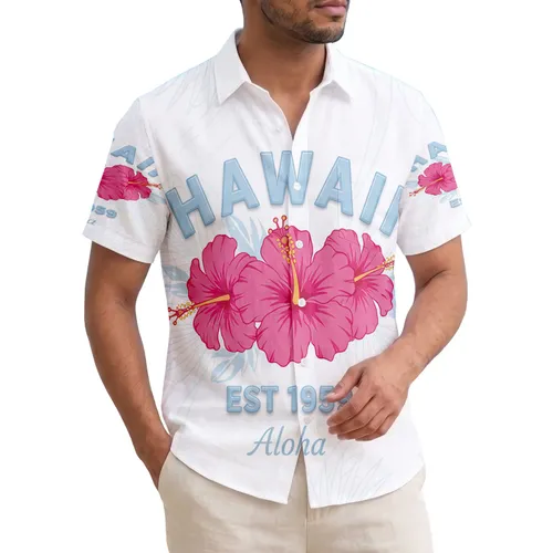 Hawaii Hibiscus Aloha Tropical Leaves Waves - Tropical Lifestyle Gift Hawaiian Shirt