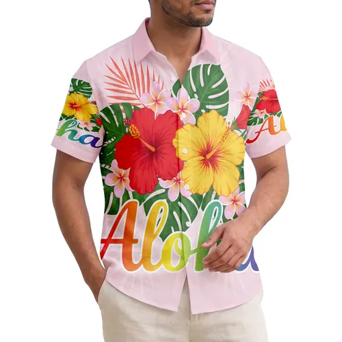 Aloha Hibiscus Plumeria Tropical Flowers - Tropical Lifestyle Gift for Beach Goer Hawaiian Shirt