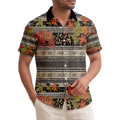 Elephants Tropical Floral - Home Decor Gift for Elephant Lover Hawaiian Shirt