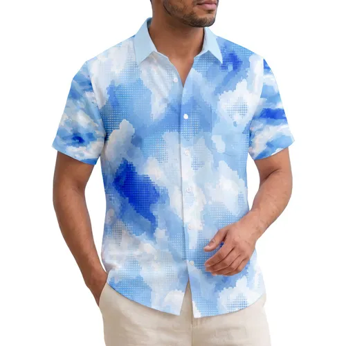 Tropical Cumulus Clouds Fractured Light Grids - Expansive Tropical Sky Ocean Decor Hawaiian Shirt