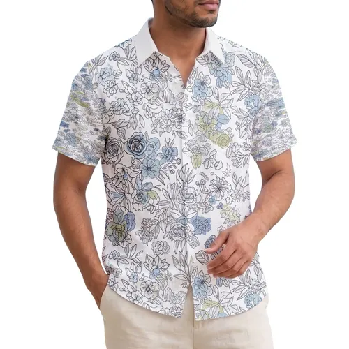 Rose Hydrangea Blossom Floral Leaf Sprigs Dense Premium Botanical Home Decor Gift Hawaiian Shirt