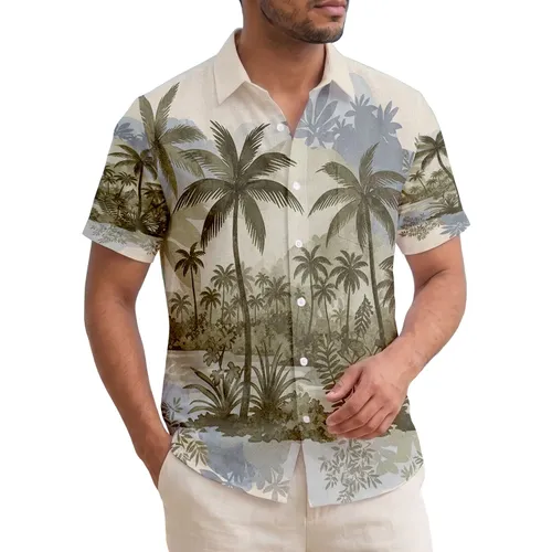 Tropical Landscape Palm Trees Foliage Botanical Leaves - Travel Essentials Island Lover Gift Hawaiian Shirt