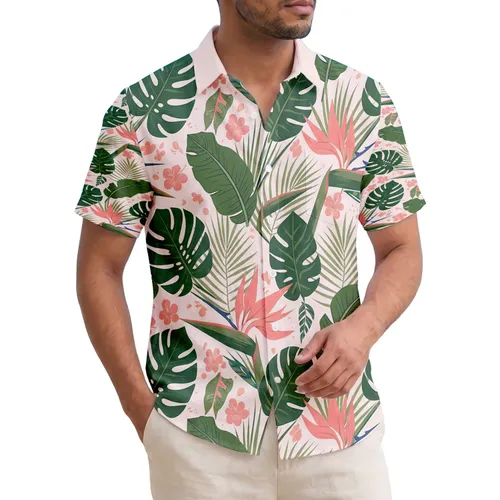 Dense Tropical Monstera Banana Palm Fronds Bird of Paradise Plumeria Flowers - Home Decor Gift Hawaiian Shirt