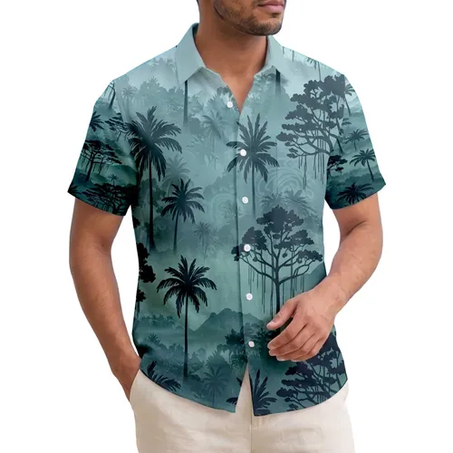 Layered Tropical Forest Jungle Mist Peaks - Travel Essentials Gift Hawaiian Shirt