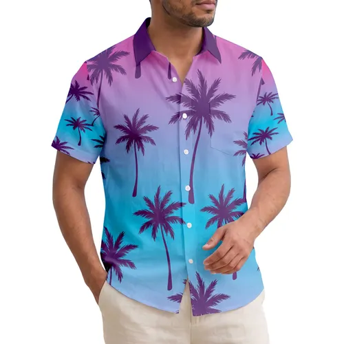 Palm Trees Gradient Sky - Tropical Vacation Home Decor Gift Hawaiian Shirt