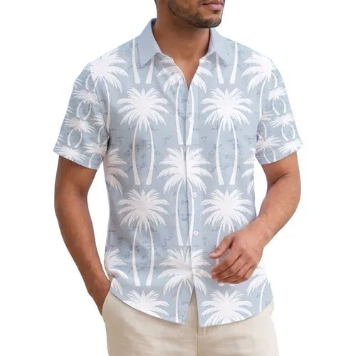 White Tropical Palm Tree Forest - Home Decor Gift for Plant Lover Beach Vacation Enthusiast Hawaiian Shirt