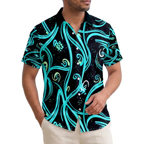 Bioluminescent Ocean Currents Coral Water Ripples Plankton Light Blooms - Home Decor Gift Hawaiian Shirt
