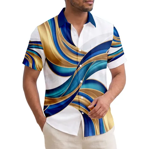 Midnight Blue Sun-Kissed Golden Sands Ocean Currents - Tropical Vacation Gift for Ocean Lovers Hawaiian Shirt