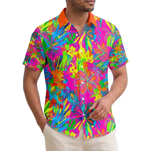 Bold Leaf Hibiscus Flower Tropical - Summer Vacation Travel Essential Everyday Gift Hawaiian Shirt