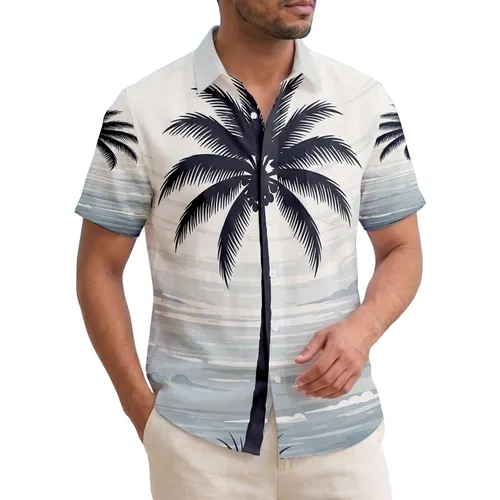Elegant Palm Tree Tropical Ocean Sky Gradient - Tropical Lover Home Decor Gift Hawaiian Shirt