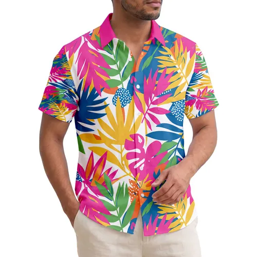 Large Tropical Leaves Botanical Shapes Plant Clusters Tropical Lifestyle Home Decor Gift Hawaiian Shirt