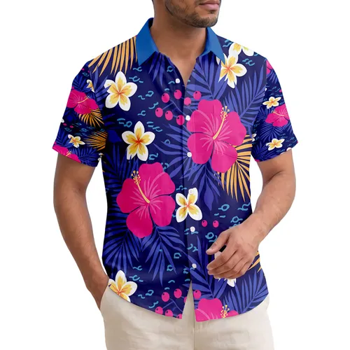 Hibiscus Plumeria Tropical Palm Fronds Floral - Home Decor Gift for Floral Lovers Hawaiian Shirt