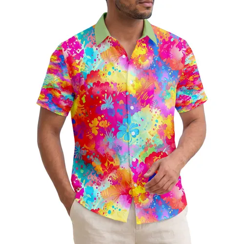 Tropical Cloud Powder Explosions Marbling Paint Specks - Festivities Ocean Sunset Gift Hawaiian Shirt