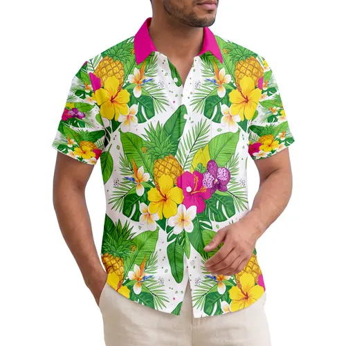 Pineapple Hibiscus Plumeria Bird of Paradise Orchid Banana Palm Leaves - Home Decor Gift Hawaiian Shirt